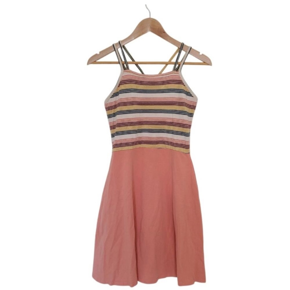 Pact Bliss Stripe/Canyon Clay Fit & Flare Strappy Dress Size Large NWT